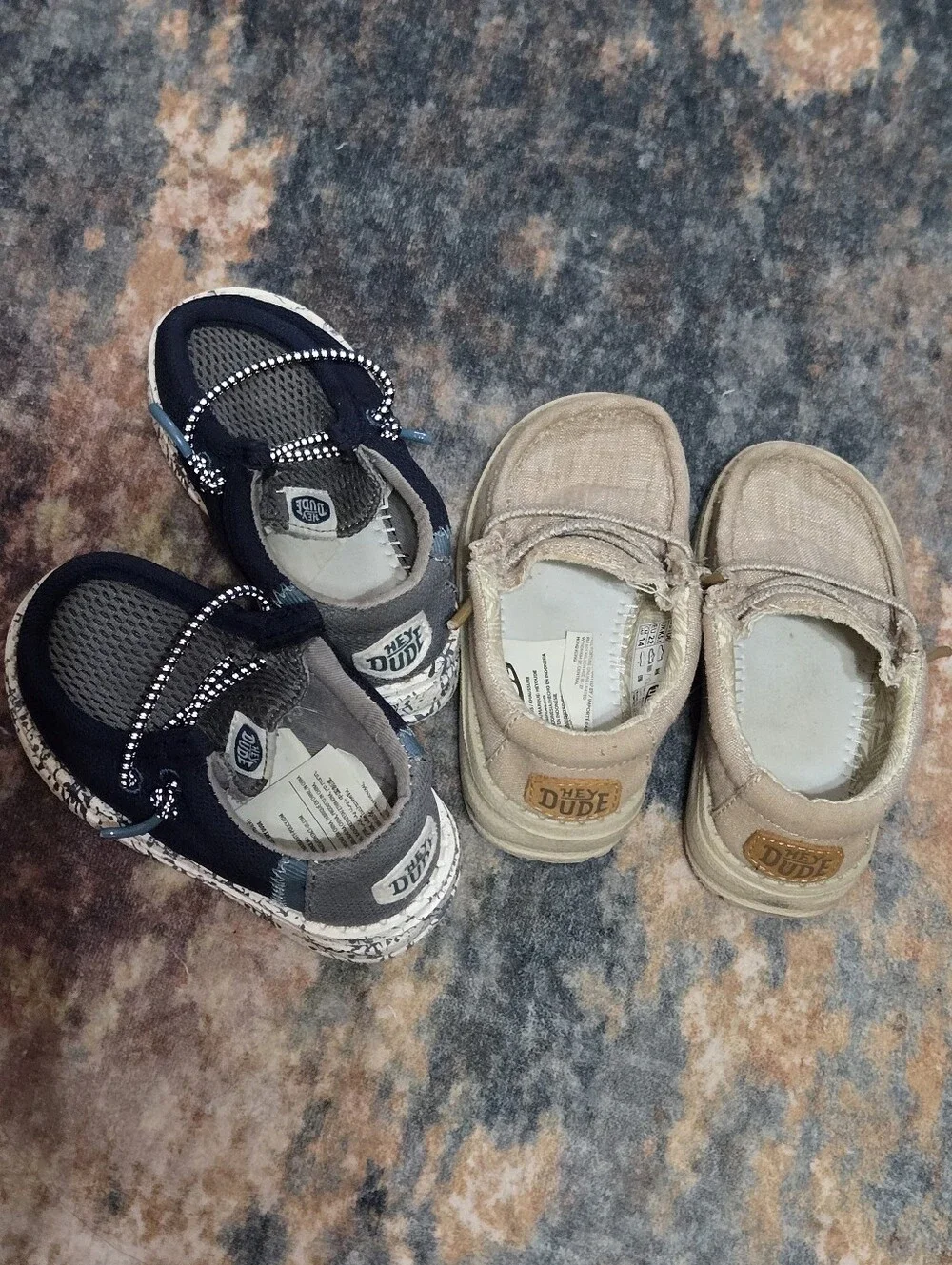 Toddler HEYDUDE Wally Loafer Shoe Bundle 2 Pairs Navy & Tan